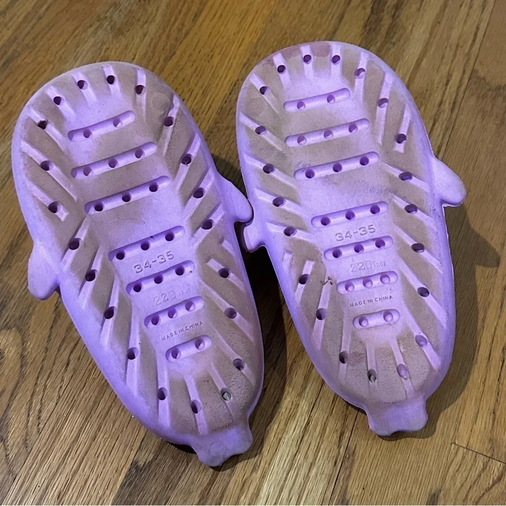 Purple Shark Slippers girls size 2-2.5
